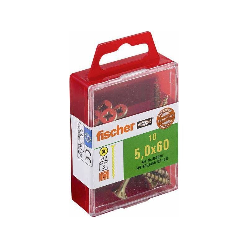 

Tornillo 5 x 60 Power-Fast acero bicromatado Impresión Pozidriv, 10p