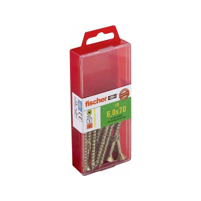 

Tornillo 6 x 70 Power-Fast acero bicromatado Impresión Pozidriv, 10p