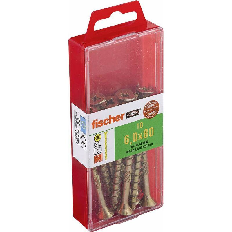 

Fischer - Tornillo 6 x 80 Power-Fast acero dicromatizado Impresión Pozidriv, 10p