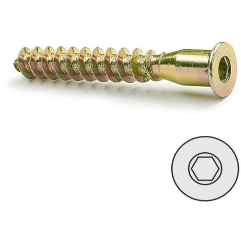 tornillo autorroscante rosca madera, allen bicromatado 6,3-60 cabeza plana con punta (largo total 57mm, diam.cab.10mm)