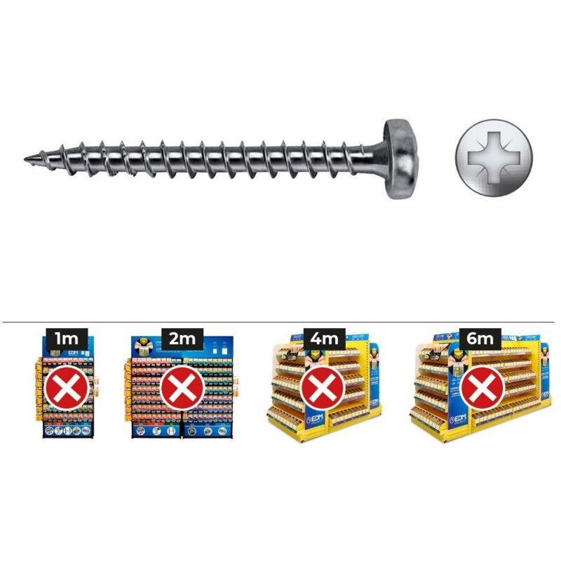 Caja 1000 unidades tornillo madera vlox b rosca completa alomado impronta pz ø 3,5 x 10 mm. cincado