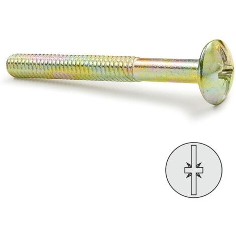 tornillo cabeza bombata komby. acero. bicromatado. m6 / m8. phillips. fijación con alojamiento avellanado