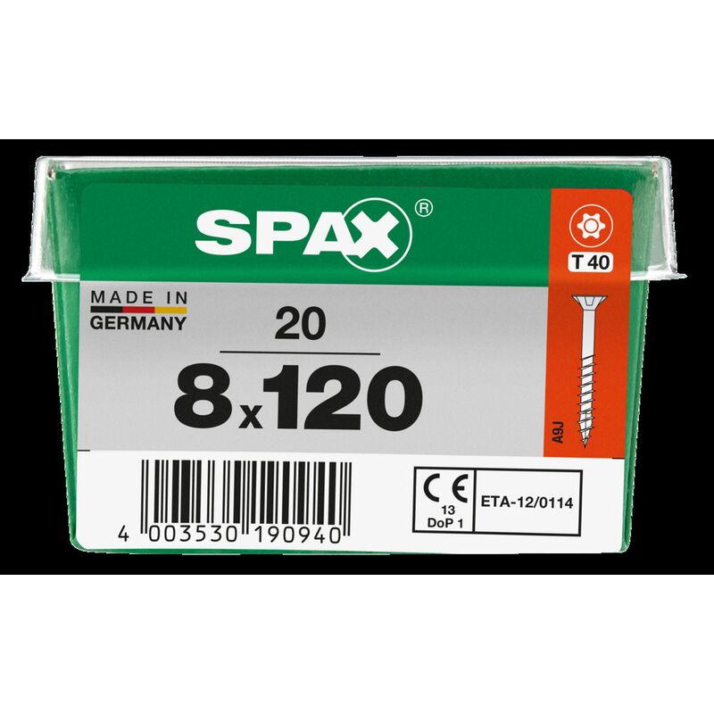 

tornillos T-estrellas más acero amarillas 120 x 8 mm - 20 PC - Spax