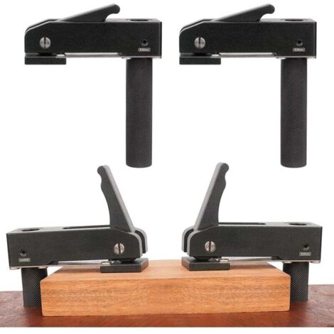 Tornillo de banco de mesa para madera de 2 piezas, orificio para perro, acción rápida, plantilla para carpintería, marco ajustable, abrazadera rápida (20 mm)