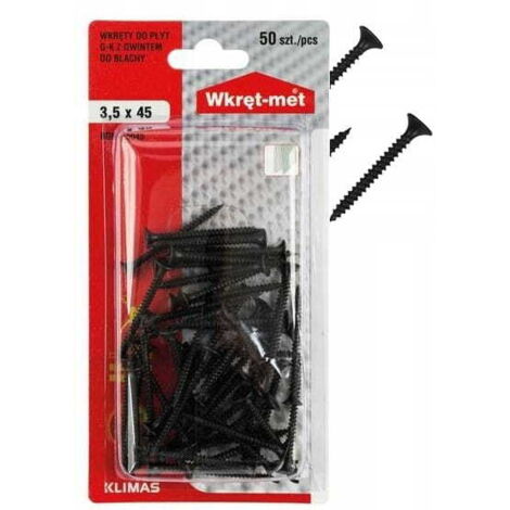 Tornillo fosfatado para fijación de placas de yeso a soportes de acero 3,5x45 50 uds