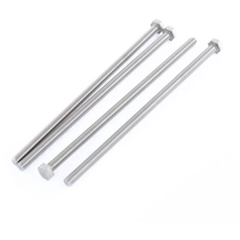 Tornillo hexagonal roscado completo de acero inoxidable M6 x 150 mm A2, 4 piezas