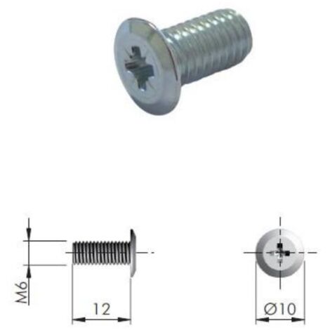 tornillo métrico. zincado brillante. m6. longitud 12mm. cabeza avellanada - italiana ferramenta