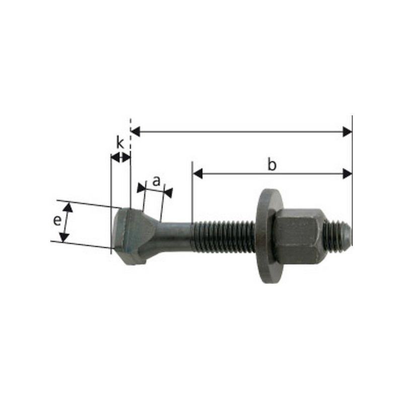 

Tornillo para ranuras en forma de T, Ancho : de ranura : 12 mm, Ø de rosca x Largo M12 x 200 mm, materiales con tratamiento para clase de resistencia