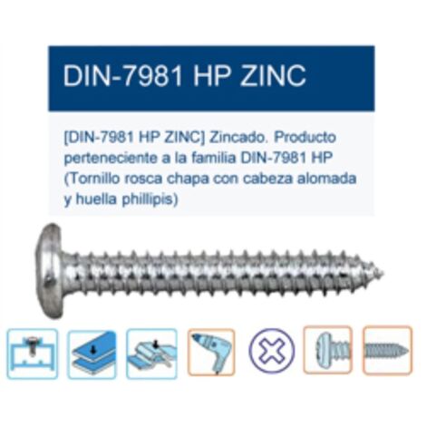 tornillo r-chapa din 7981hp alomada ph1 2,9x16 4x5-8 t8129016 (caja 10 unidades)