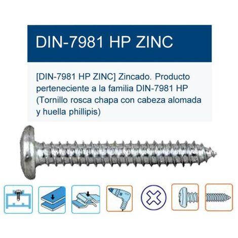 tornillo r-chapa din 7981hp alomada ph3 5,5x22 12x7-8 t8155022 (caja 2.5 unidades)