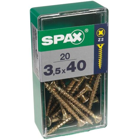 ABC TORNILLERIA SPAX Caja 100 unidades tornillo madera cabeza plana yellox 3,5x20mm