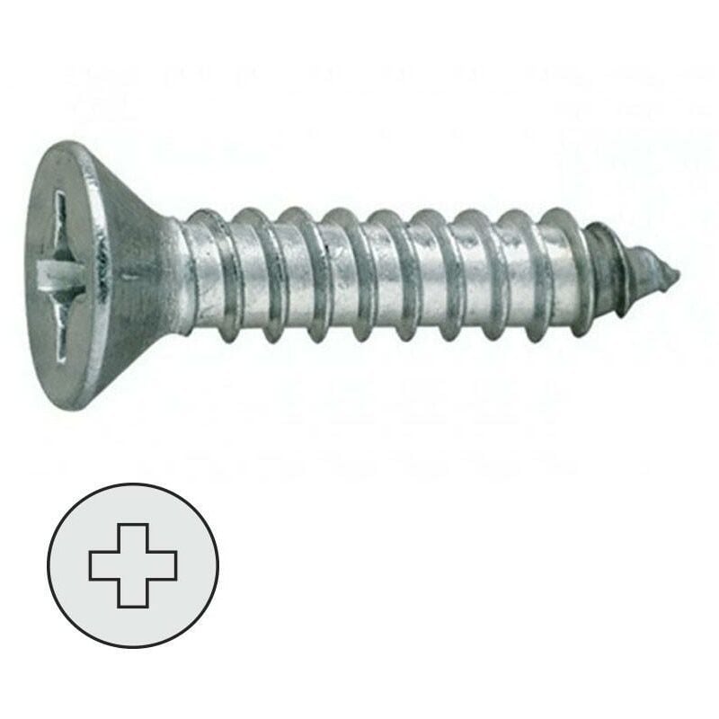 

Tornillo rosca chapa cabeza plana din 79 larg.r/chapa 9.5mm ø rosca chapa 2.9mm (caja 100) - Mibricoplus