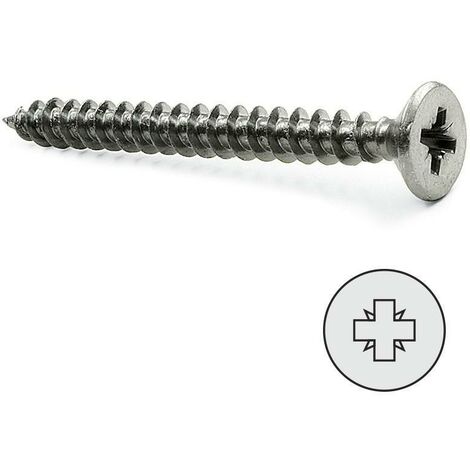 tornillo rosca madera cabeza plana pozidriv inoxidable din 7505-a largo 25mm diámetro 4mm (caja 500)