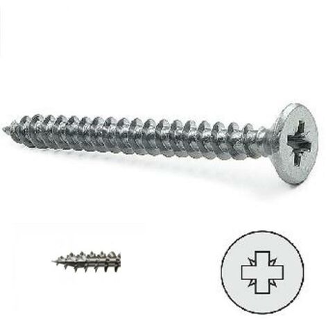 tornillo rosca madera cabeza plana rs-fix pozidriv zincado largo 60mm r/parcial diámetro 4.5mm (caja 200)