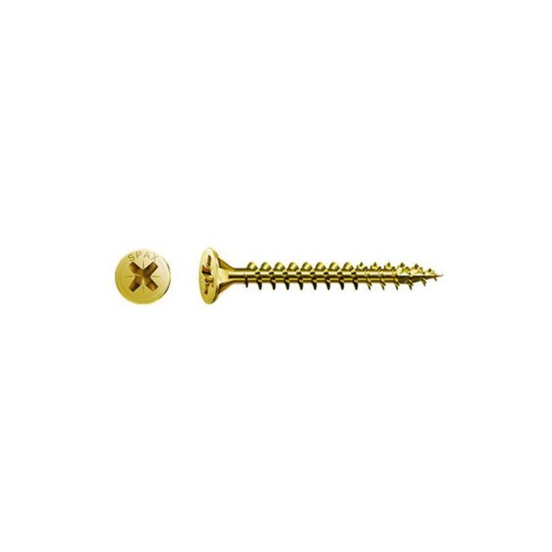 

Tirafondo Madera Cabeza Plana Pozi Bicromatado 3,5X 45 Paquete L 100 Unid - Spax