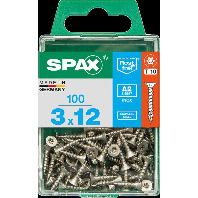 

tornillos Spax T-A2 de la estrella Más Inox 12 x 3 mm - 100 PC