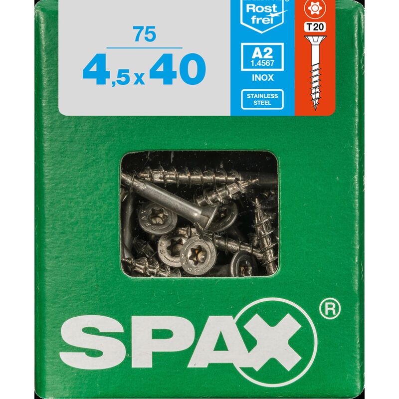

tornillos Spax T-A2 estrella más Inox 40 x 4,5 mm - 75 PC