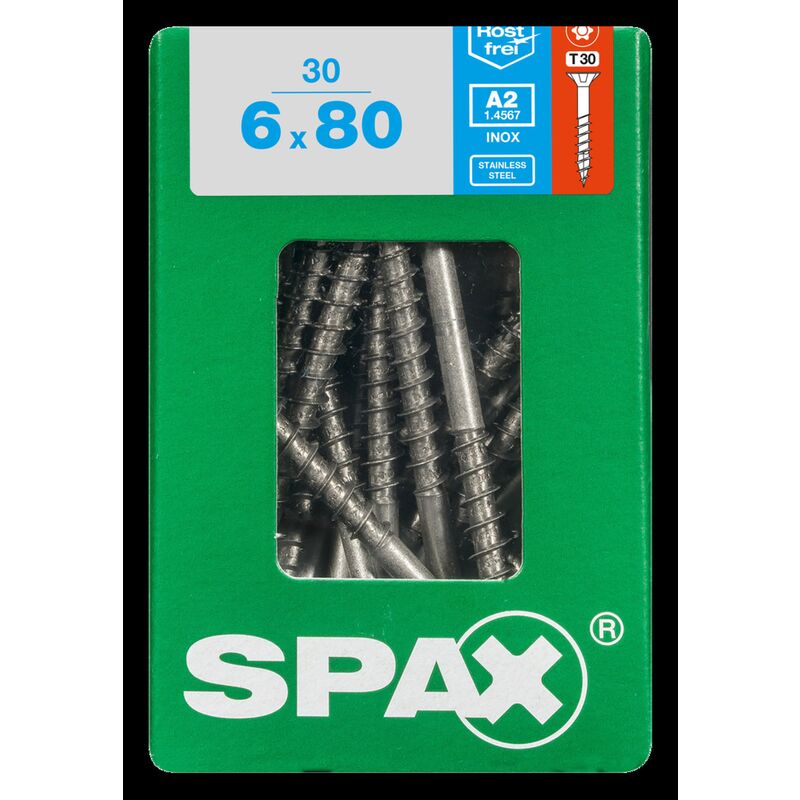 

Tornillos universal inoxidable Acero inoxidable Spax T-STAR' 6 x 80 mm - 30 PC
