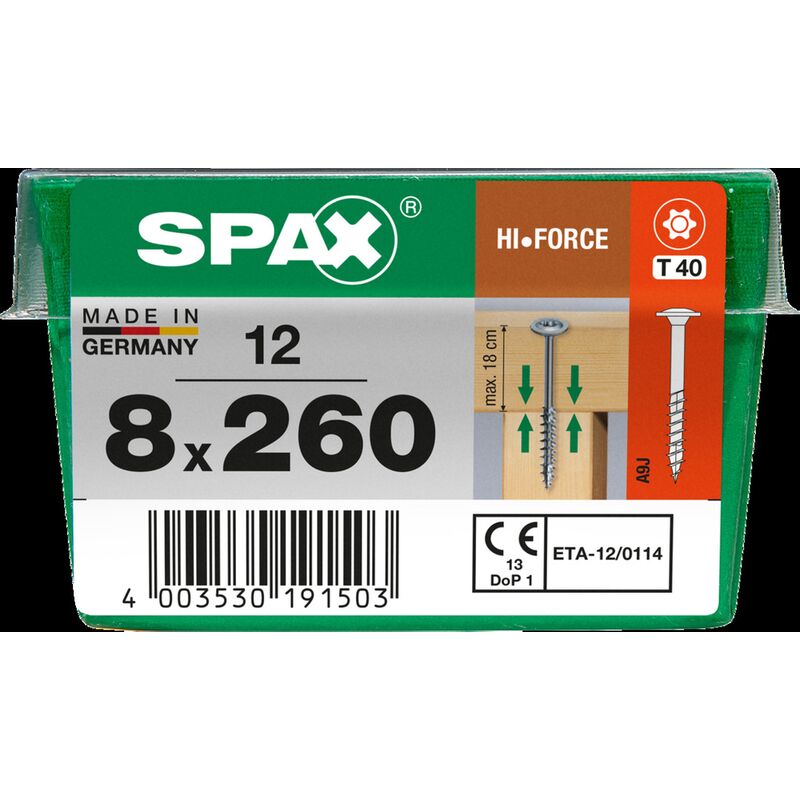 

Tornillo 'HI.Force acero 260 x 8 mm - 12pcs - Spax