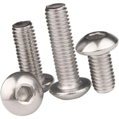 Tornillos Allen de cabeza redonda con cabeza hueca hexagonal, pernos, tornillos, herramientas de ferretería, clavos, tornillos y sujetadores de acero inoxidable 304, tornillos metálicos M6 x 50, 25 pi