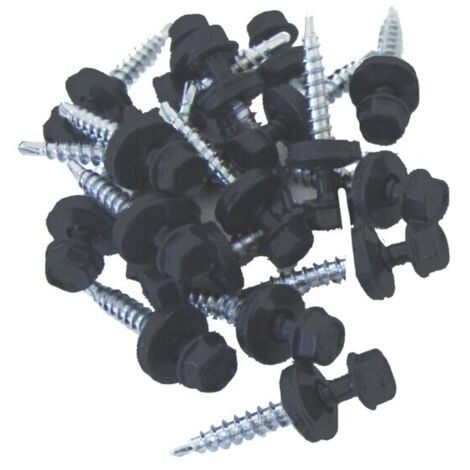 MCCOVER TORNILLO AUTOPERFORANTE CON ARANDELAS DE SELLADO PARA CHAPA DE ACERO LACADO MATE (X100) - Color - Gris antracita mate, Longitud - 3,5 cm