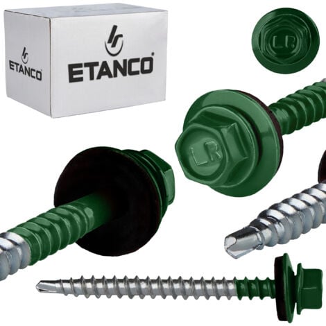 ETANCO Tornillos de agricultor GTF2 Z14 4,8x60 mm RAL 6005
