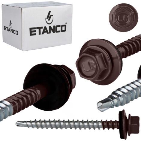 ETANCO Tornillos de agricultor GTF2 Z14 4,8x60 mm RAL 8017