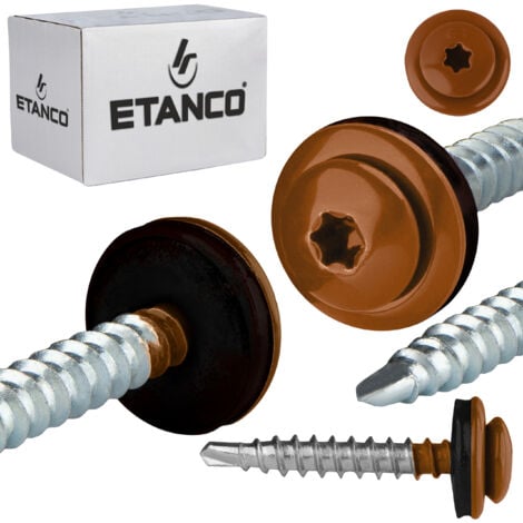 ETANCO Tornillos de agricultor GTFP cabeza plana 4,8 x 35 mm RAL 8004