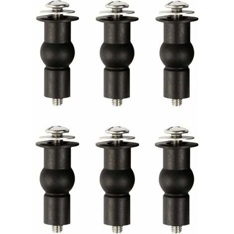 Tornillos de fijación para asiento de inodoro, bisagra para asiento de inodoro, pernos de expansión de goma para asiento de inodoro, 6 piezas, color negro