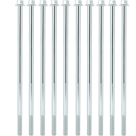 Tornillos hexagonales M8x210 para soportes de motor, paquete de 10, hierro galvanizado, 210 mm
