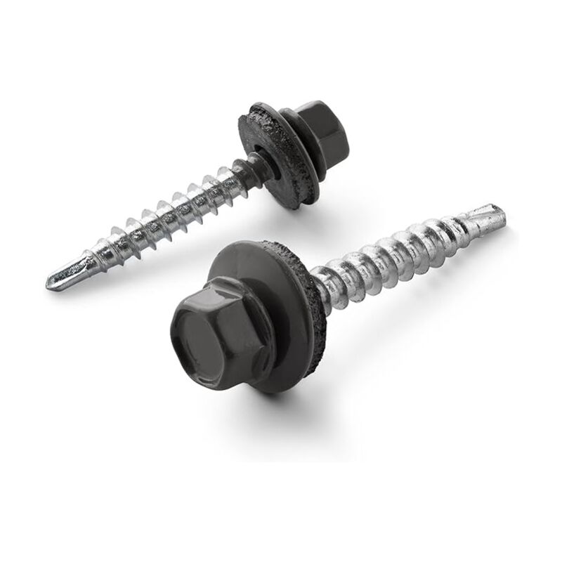 Tornillos para chapa trapezoidales (4,8 x 35 mm / 300 piezas/RAL 7024 - gris grafito) tornillos autorroscantes - tornillos autorroscantes con