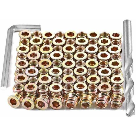 Tornillos para madera, 40 piezas M8 x 15 mm, insertos roscados para tornillos de madera - Tuercas hexagonales para madera, de DEBUNS