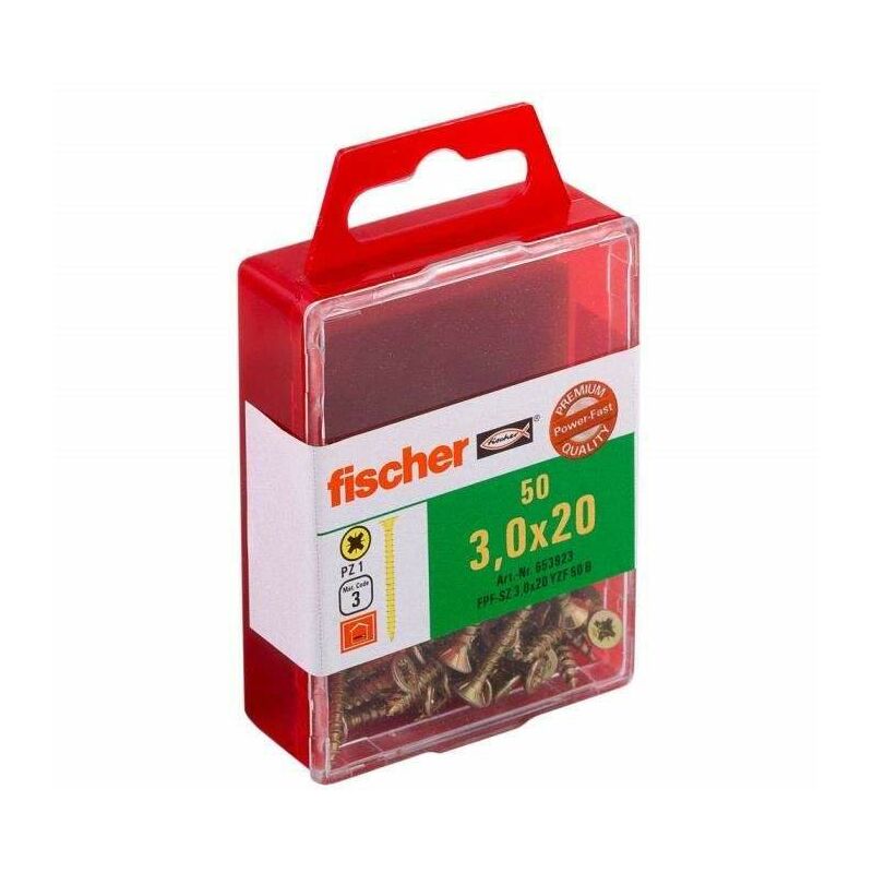 

Tornillos POWER-FAST de acero dicromado Pozidriv 3x20mm, 50 piezas