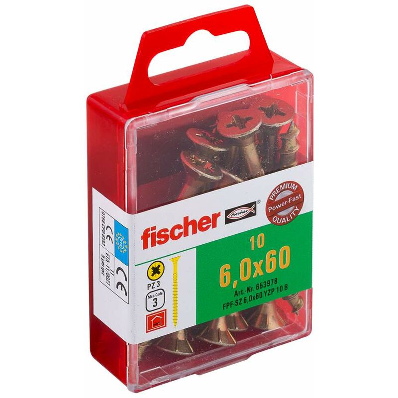 

Tornillos POWER-FAST de acero dicromado Pozidriv 6x60mm, 10 piezas