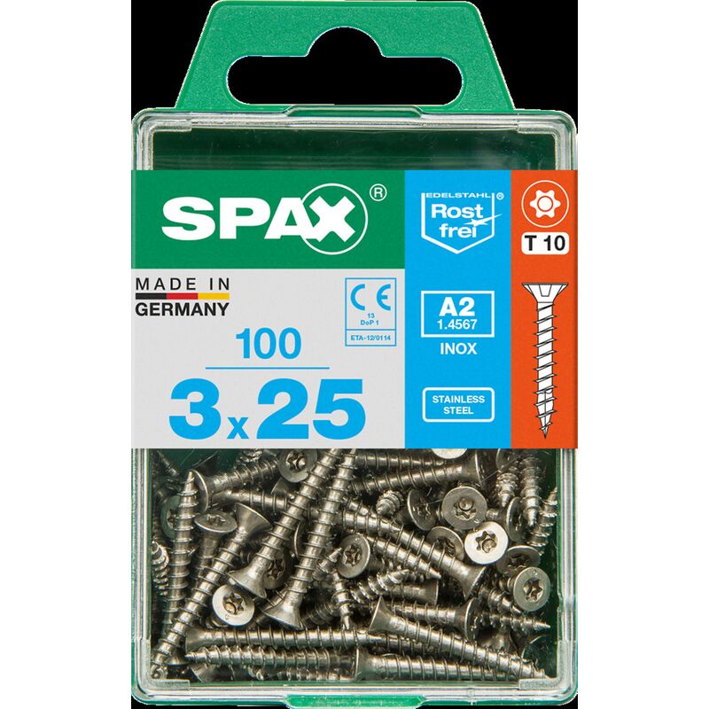 

tornillos T-A2 de la estrella Más Inox 25 x 3 mm - 100 PC - Spax