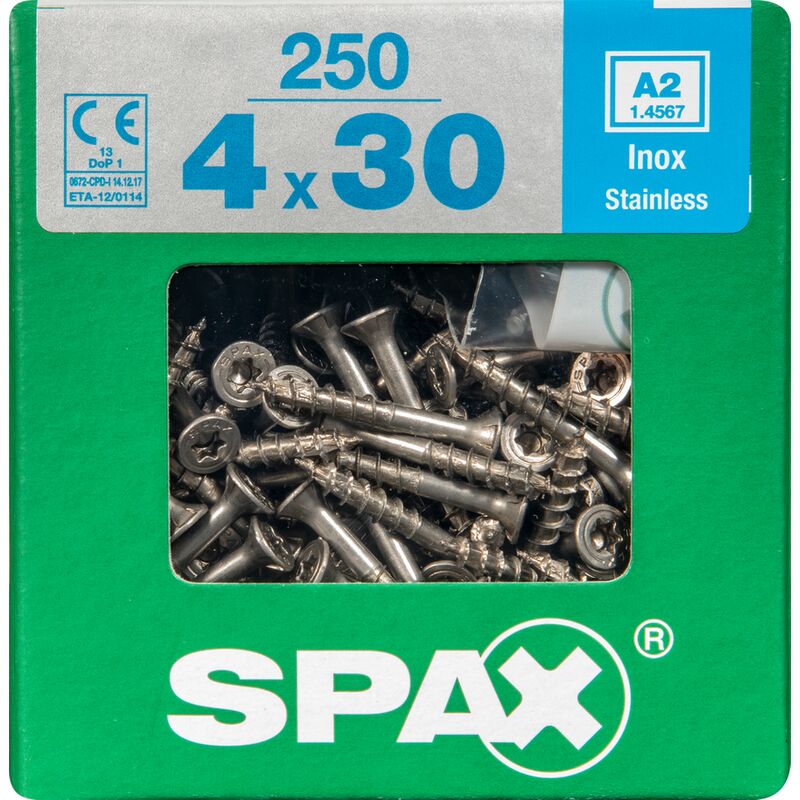 

tornillos T-A2 de la estrella Más Inox 30 x 4 mm - 250 PC - Spax