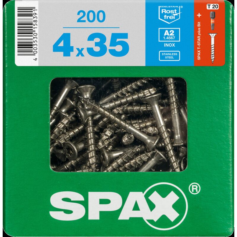 

tornillos T-A2 de la estrella Más Inox 35 x 4 mm - 200 PC - Spax