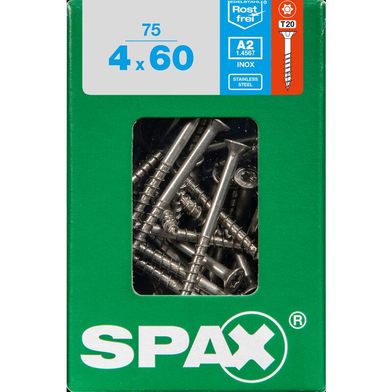 

tornillos T-A2 de la estrella Más Inox 60 x 4 mm - 75 PC - Spax