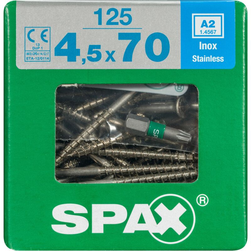 

tornillos T-A2 de la estrella Más Inox 70 x 4,5 mm - 125 pcs - Spax
