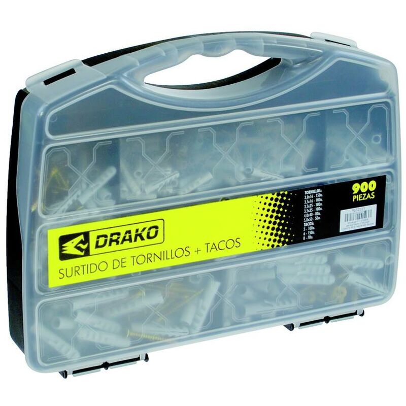 

Surtido de tornillos y tacos 900 piezas - Drako