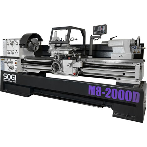 Tornio parallelo professionale SOGI M8-2000D - 300 x 2000 mm - Pb 105 mm - visualizzato 3 assi con rapidi + accessori