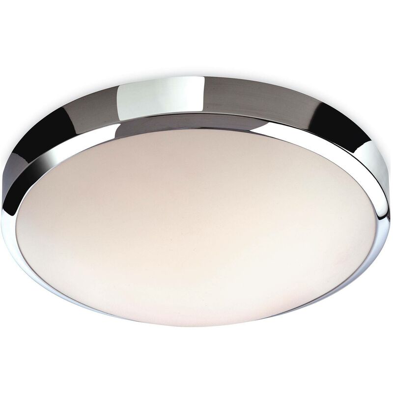 Toro - LED Bathroom Flush Ceiling Light Chrome, White Polycarbonate Diffuser IP44 - Firstlight