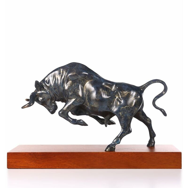 

Tooarts - Toro vigoroso Escultura de bronce, Escultura animal Toro,Verde oscuro