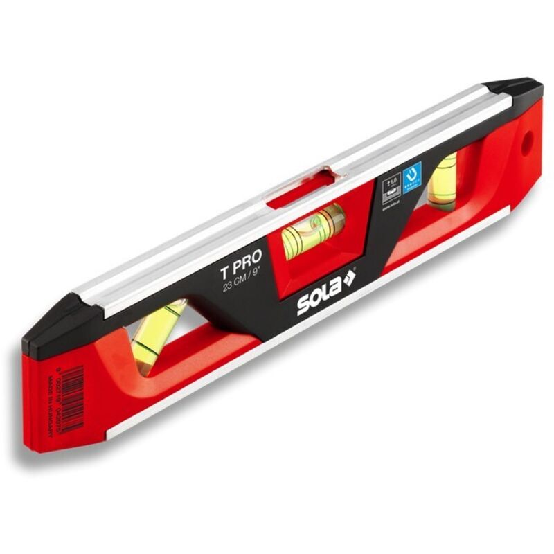 Sola Torpedowasserwaage T Pro 23 Cm Aluminium/abs Kunststoff Rot/schwarz 1 Mm/m 1 Mm/m