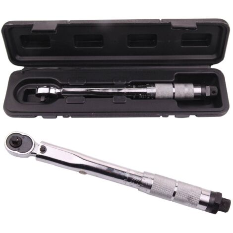 Torque Wrenches 1/4 inch Square Drive Torque Wrench 5-25Nm Adjustable Wrenches Ratchet Wrench with Double Scale Drive Torque Micrometer Chrome Vanadium Steel 78639 BTW, Silver, 27.5x3.2x3cm