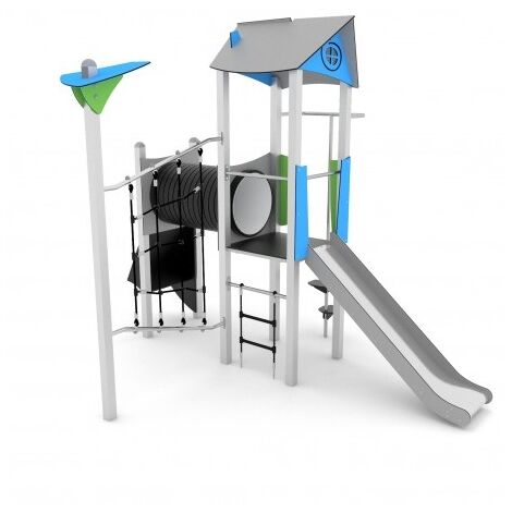 Torre Completa Di Scivolo Con Pista In Acciaio Inox Con Tunnel