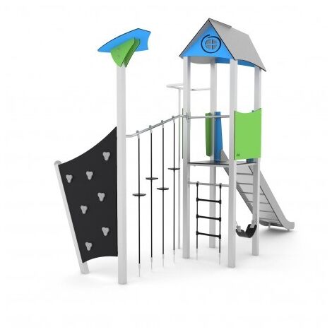 Torre Completa Di Scivolo Con Pista In Acciaio Inox E Fianchi In Polietilene  H220 cm