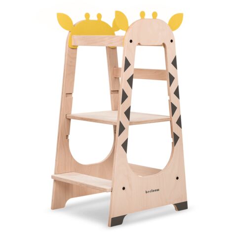CRZDEAL Torre de aprendizaje de madera silla de aprendizaje para niños pequeños ayudante de cocina silla de aprendizaje altura ajustable 