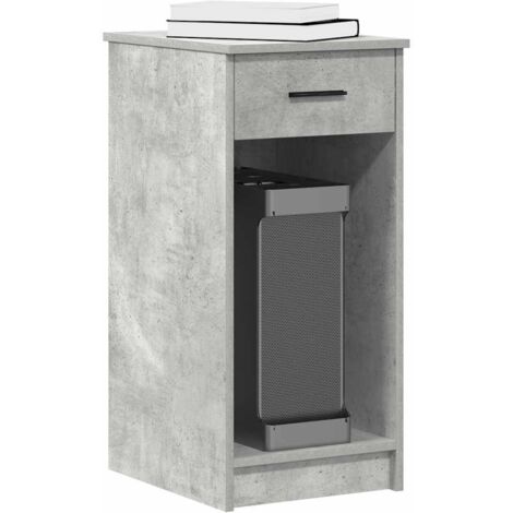 Torre de ordenador con cajón gris cemento 35x45x77 cm