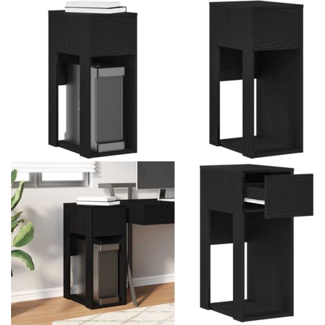 Torre de ordenador con cajón negro 30x44x74 cm - Cajón para cables - Mesa de ordenador